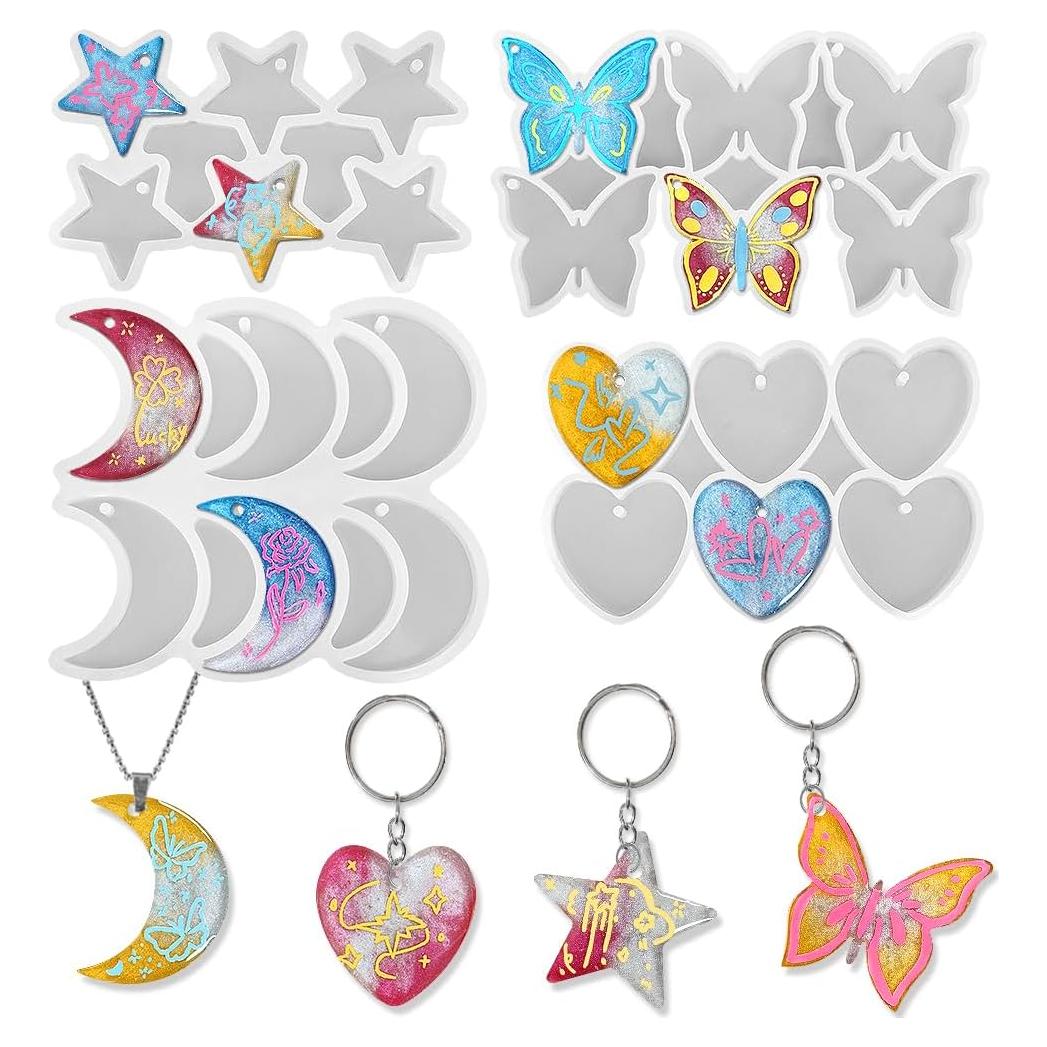 Set de Moldes de Silicona para Llaveros ResinWorld - 4 Piezas