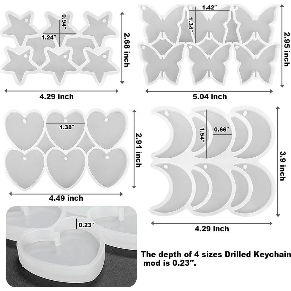 Set de Moldes de Silicona para Llaveros ResinWorld - 4 Piezas