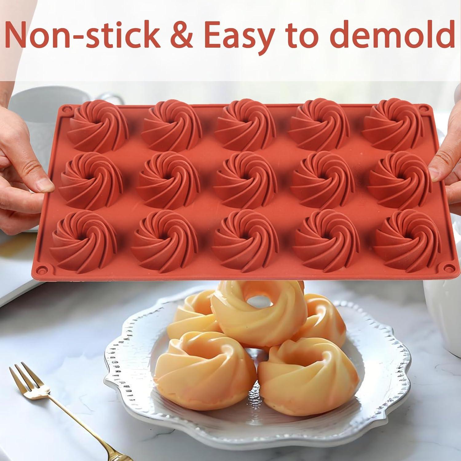 Molde de Silicona para Donuts Espiral Fchil 15 Cavidades 29.2x16.8cm