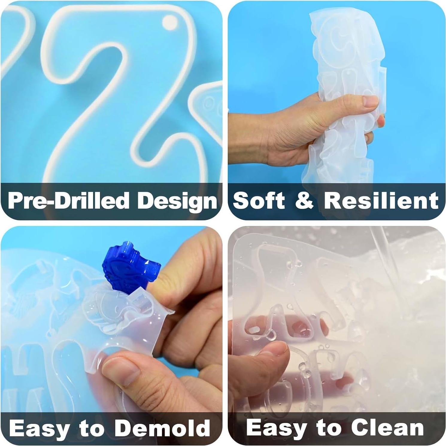 Moldes de Silicona de Alfabeto ZQYSING con Agujeros 30.73x20.28cm