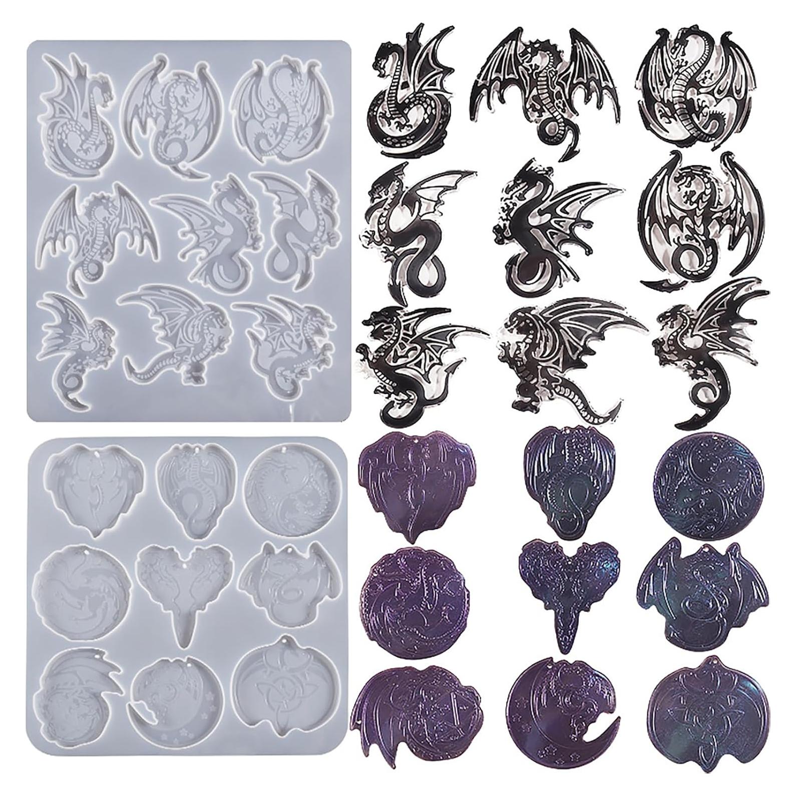 Paquete de 2 Moldes de Silicona Dragón ESEENS - 5 cm