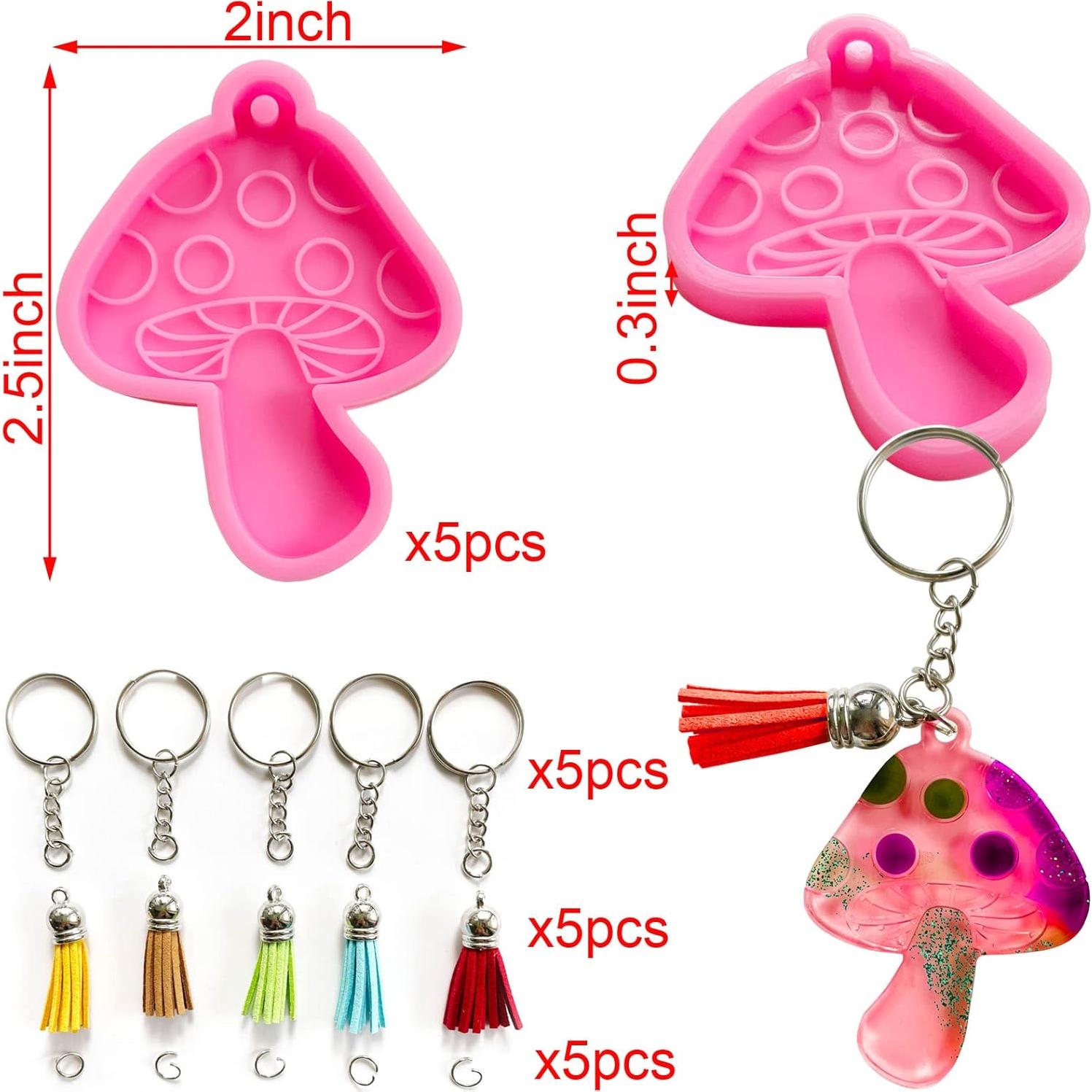 Molde de silicona para llavero de hongo Szcelling 5 Pcs