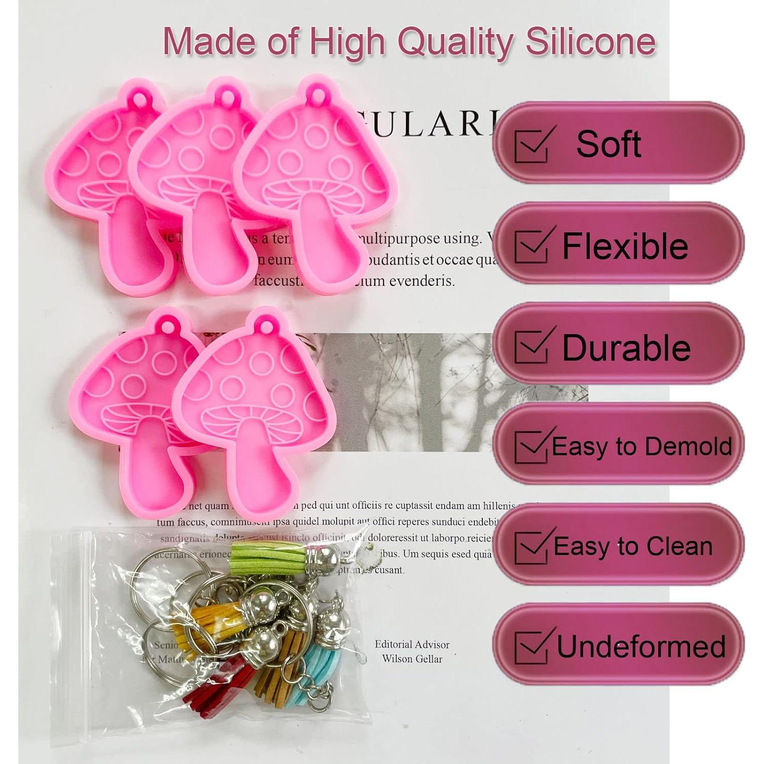 Molde de silicona para llavero de hongo Szcelling 5 Pcs