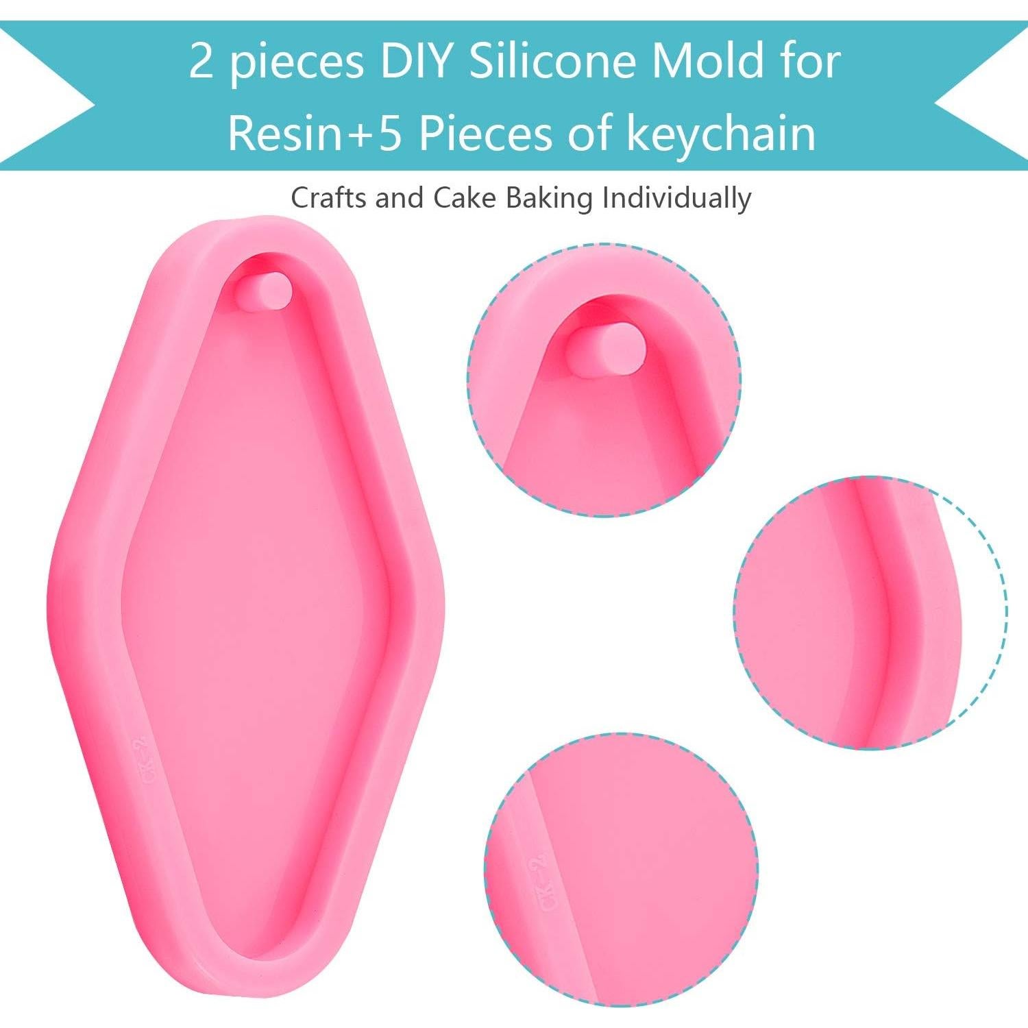 Molde de Silicona para Llaveros de Diamante WILLBOND 2 Piezas