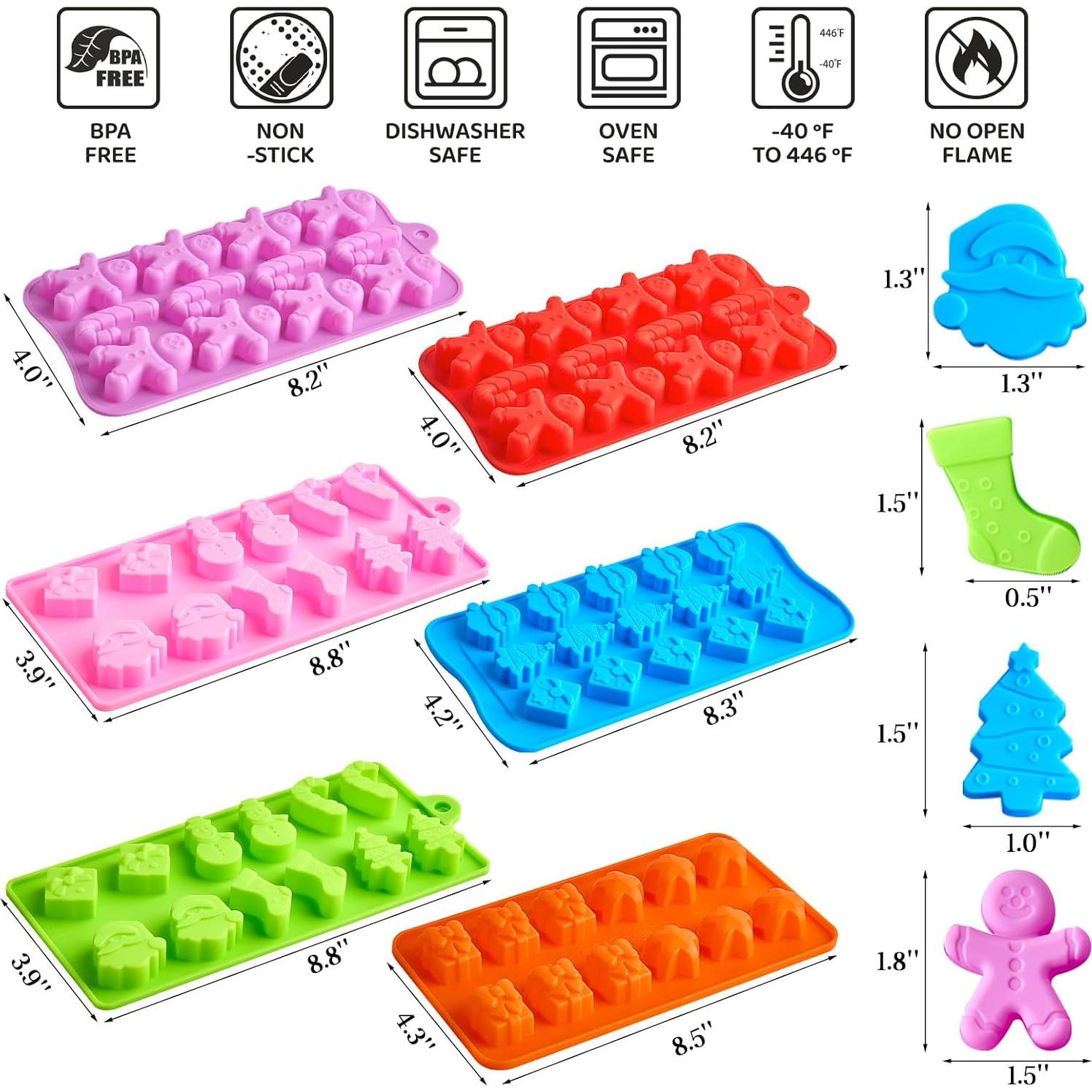 Set de 6 Moldes de Silicona Navideños CLUEWR - Santa, Árbol, Jengibre