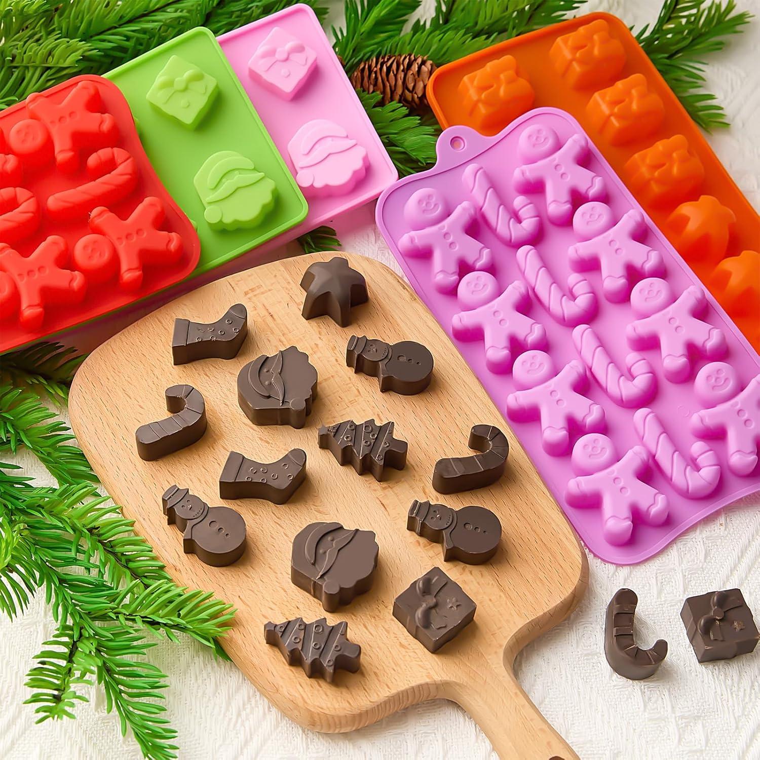 Set de 6 Moldes de Silicona Navideños CLUEWR - Santa, Árbol, Jengibre
