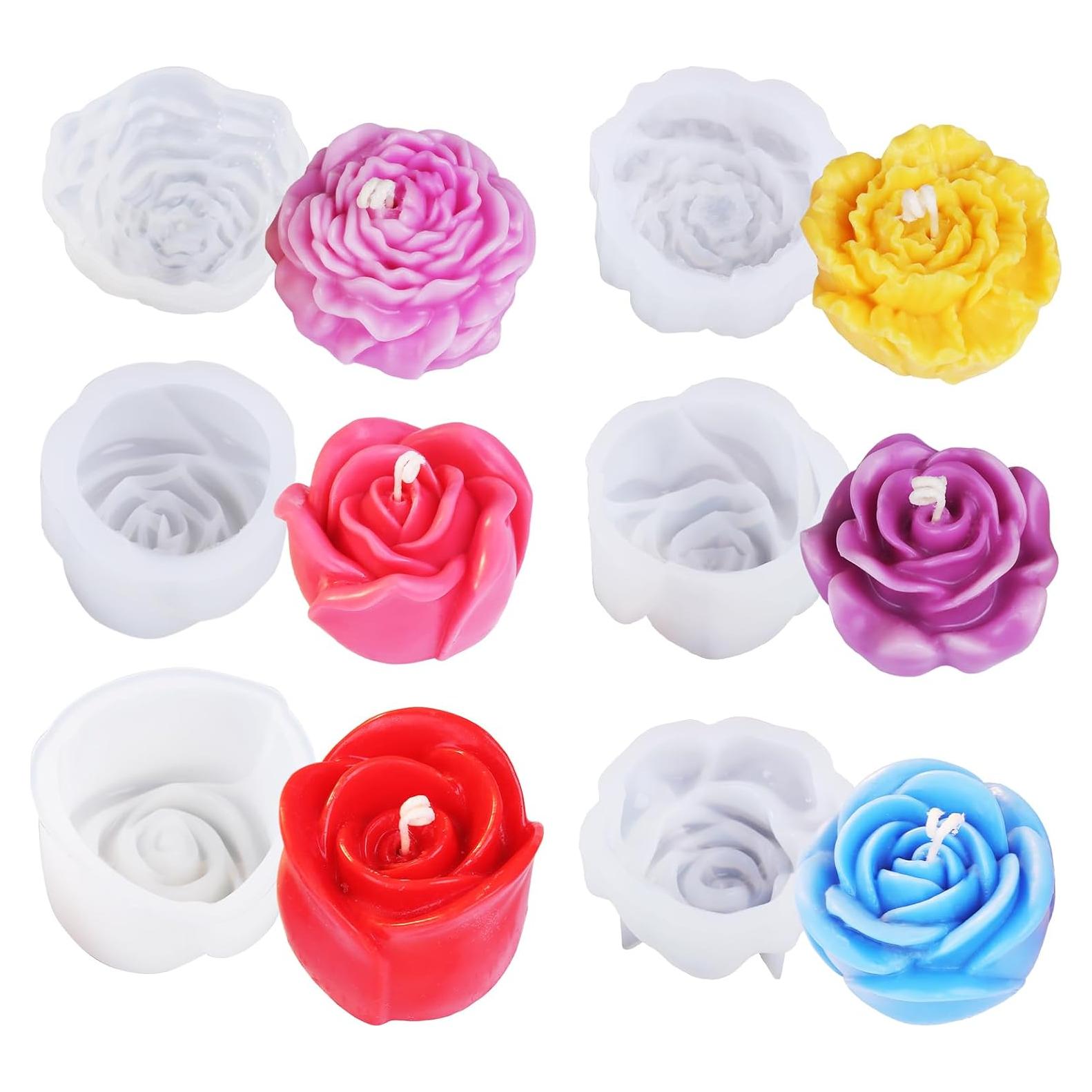 Moldes de Silicona para Velas de Flores LET'S RESIN - 6 Piezas