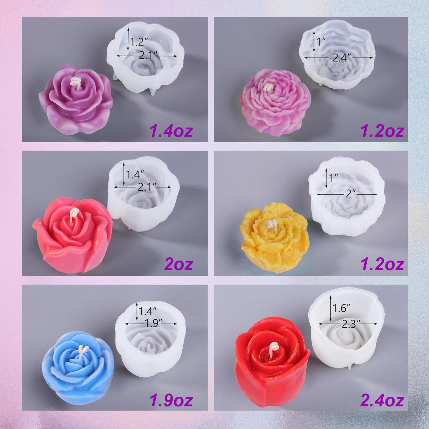 Moldes de Silicona para Velas de Flores LET'S RESIN - 6 Piezas