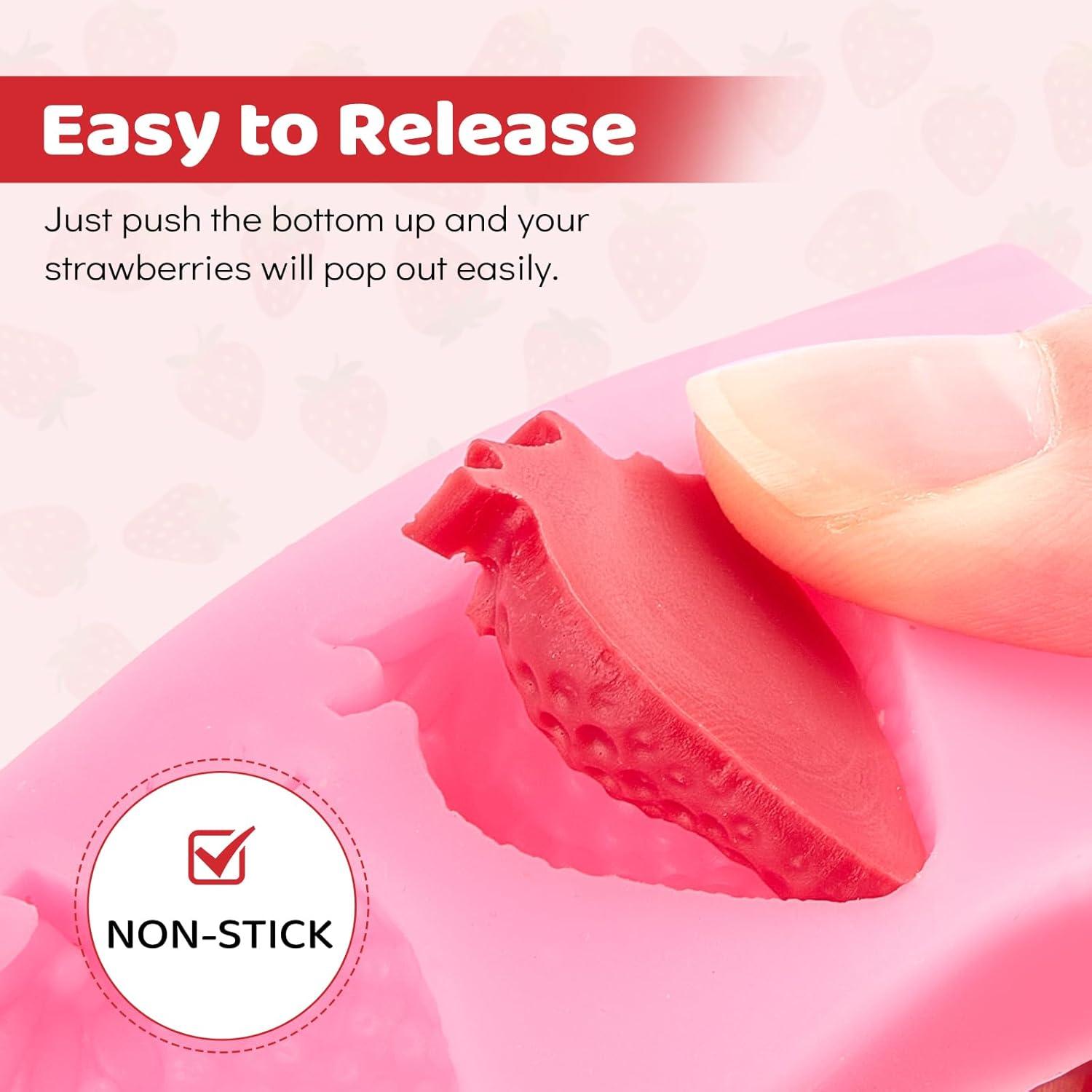 Moldes de Silicona Puyeipt para Fondant Fresa 4 Pcs 3D