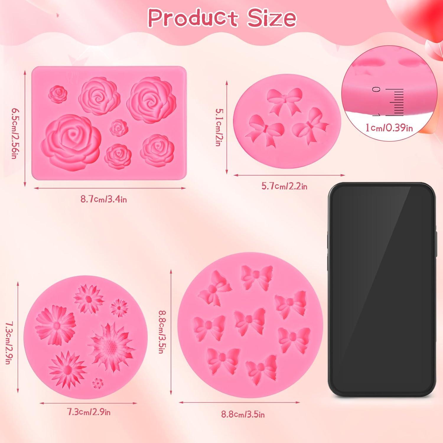 Moldes de Silicona para Chocolate Pimoys 4 Pcs Lazo y Flor