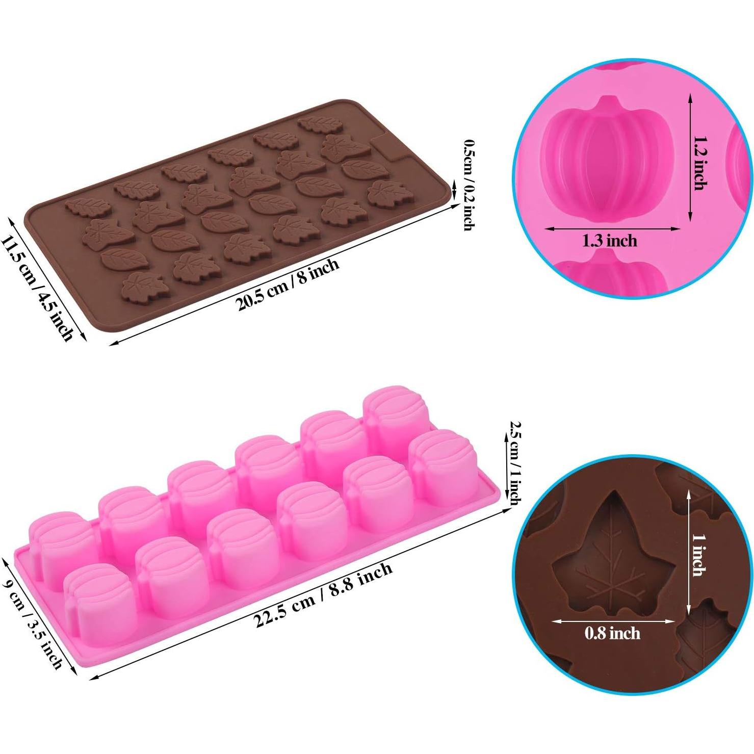 Moldes de Silicona Patelai 3D Calabaza y Hoja 4 Piezas