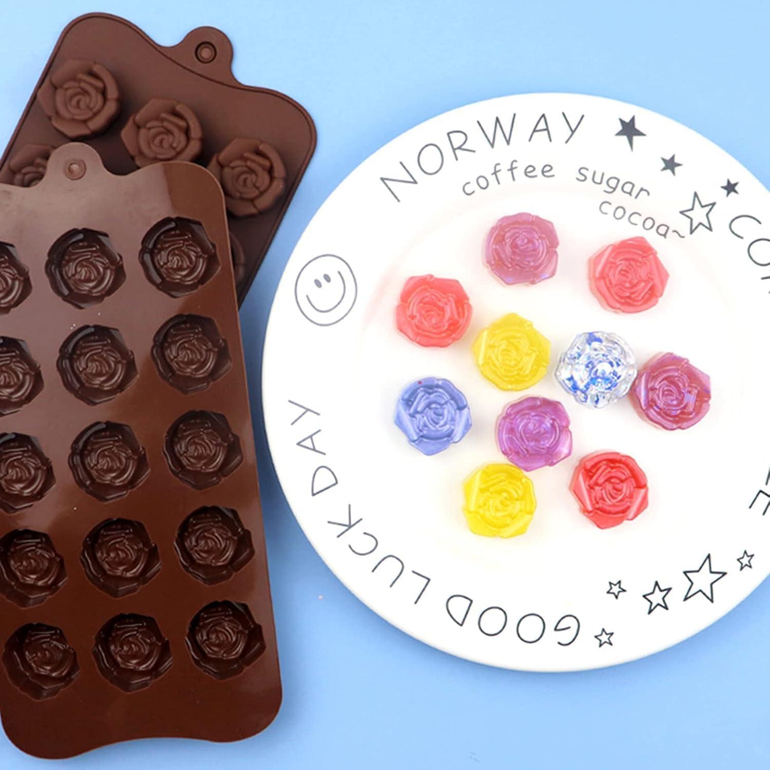 Moldes de Silicona para Chocolate Rosa Bamutu 2PCS 15 Cavidades