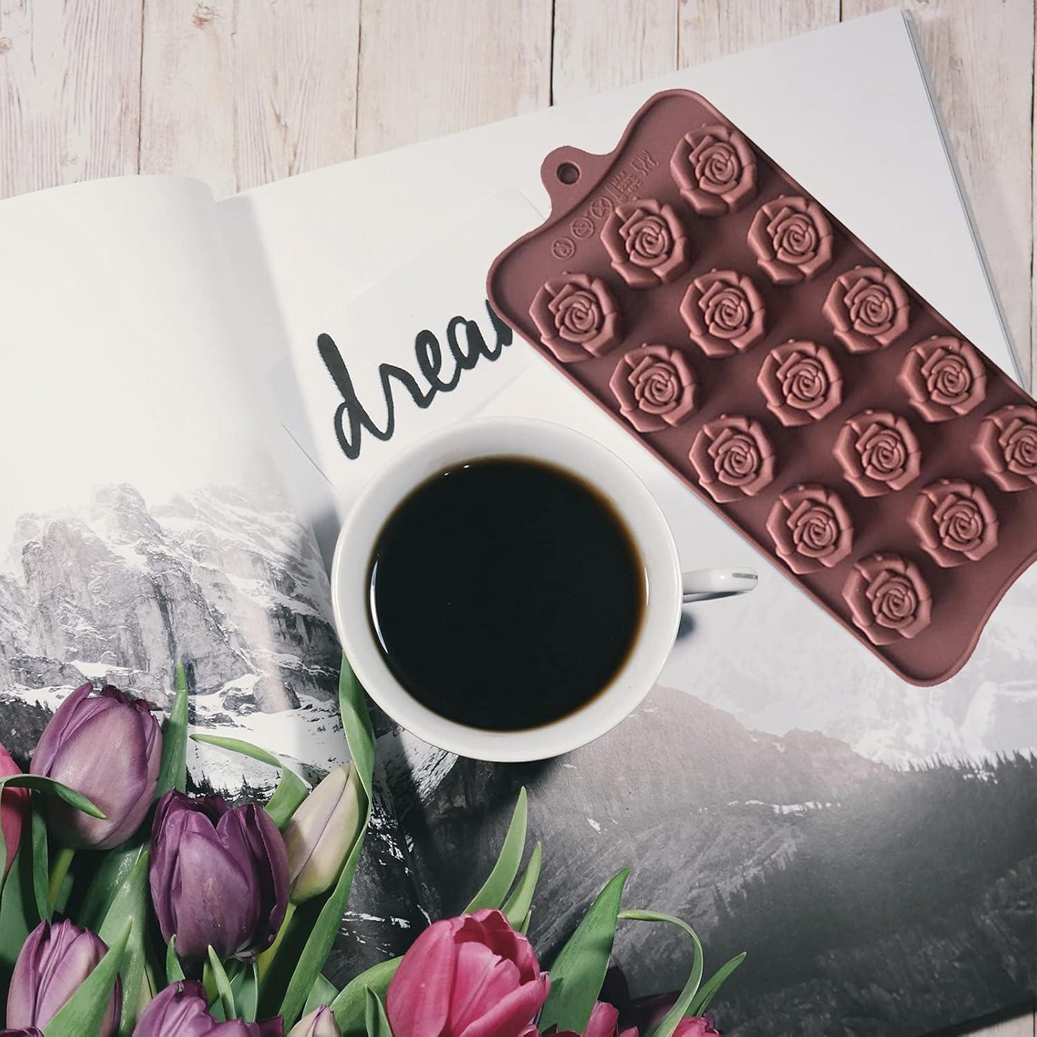 Moldes de Silicona para Chocolate Rosa Bamutu 2PCS 15 Cavidades