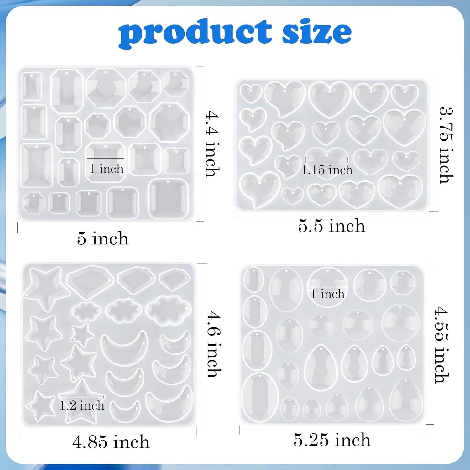 Molde de Silicona para Pendientes Actvty - 4 Piezas con Agujeros