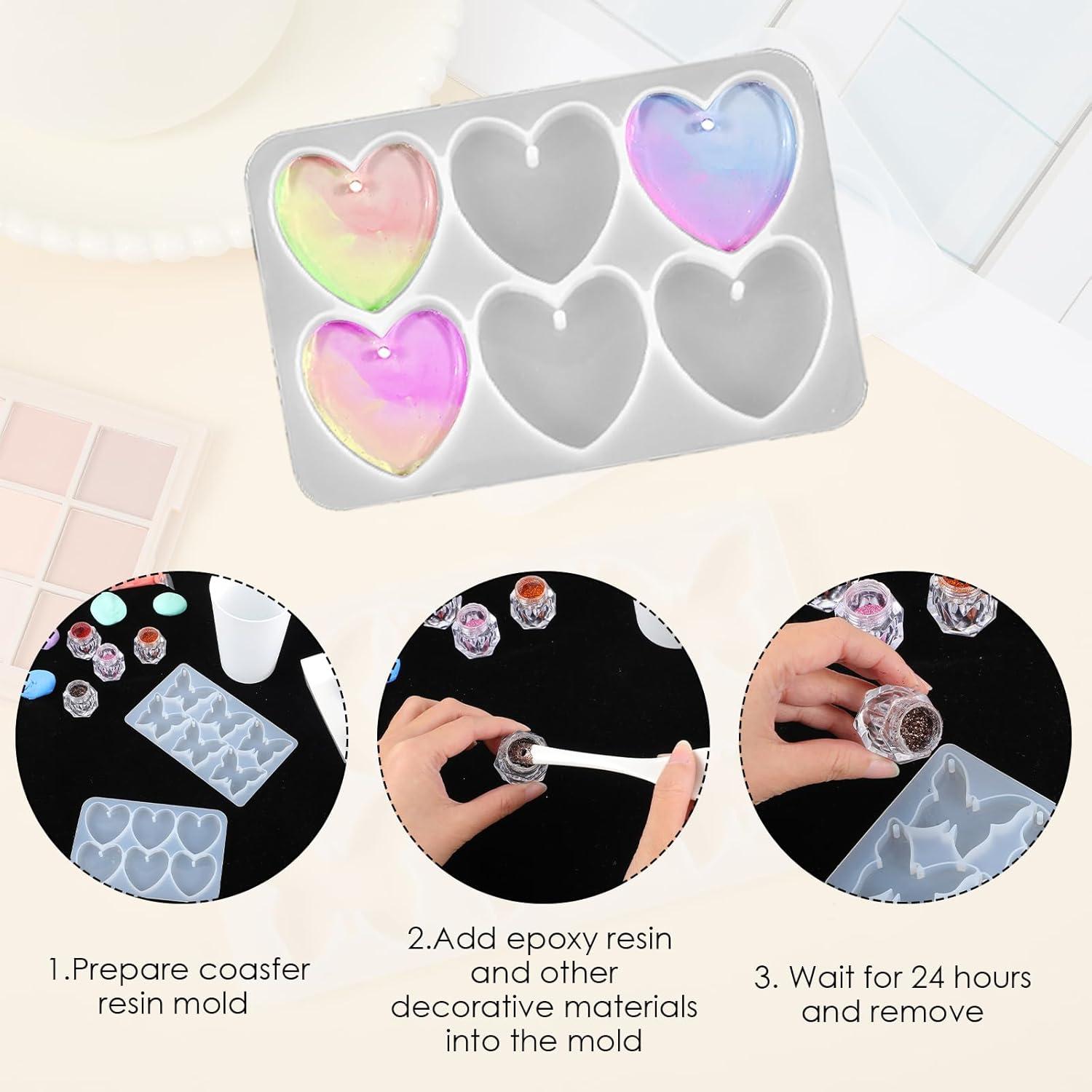 Moldes de Silicona FdcLixuvol para Joyería DIY - 2 Piezas Mariposa y Corazón