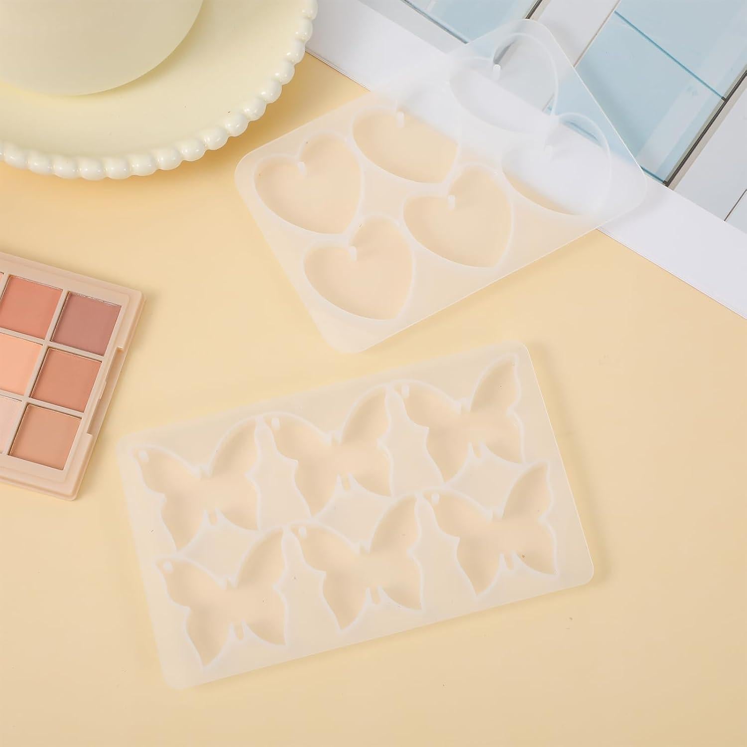 Moldes de Silicona FdcLixuvol para Joyería DIY - 2 Piezas Mariposa y Corazón