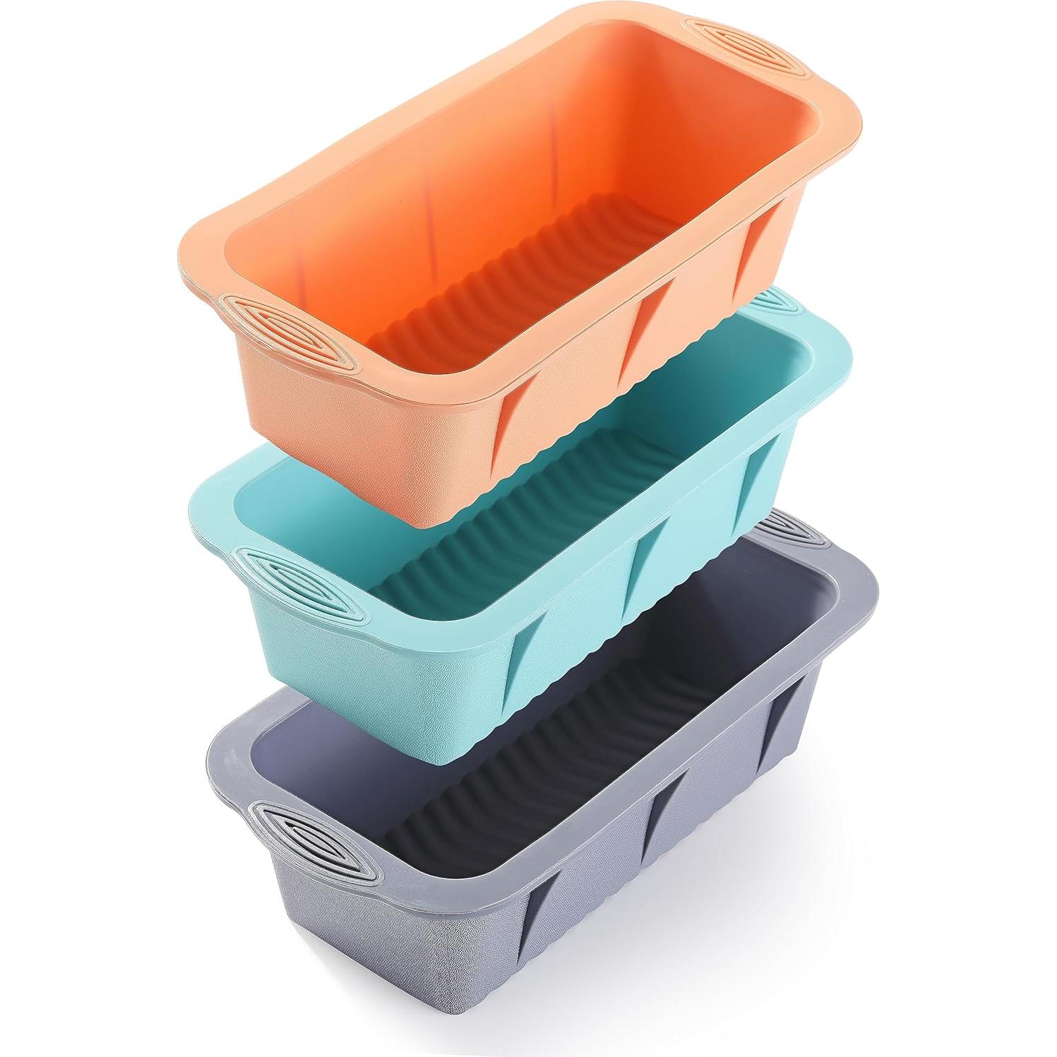 Juego de 3 Moldes de Silicona para Pan MONGSEW - Gris, Rosa, Azul