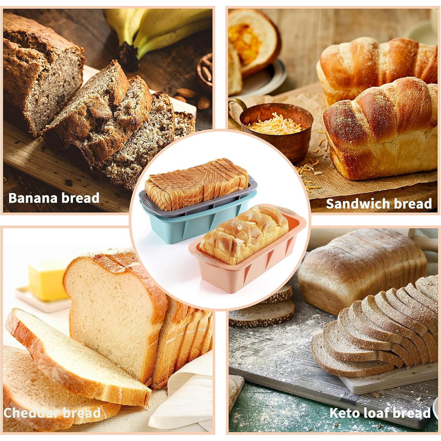 Juego de 3 Moldes de Silicona para Pan MONGSEW - Gris, Rosa, Azul