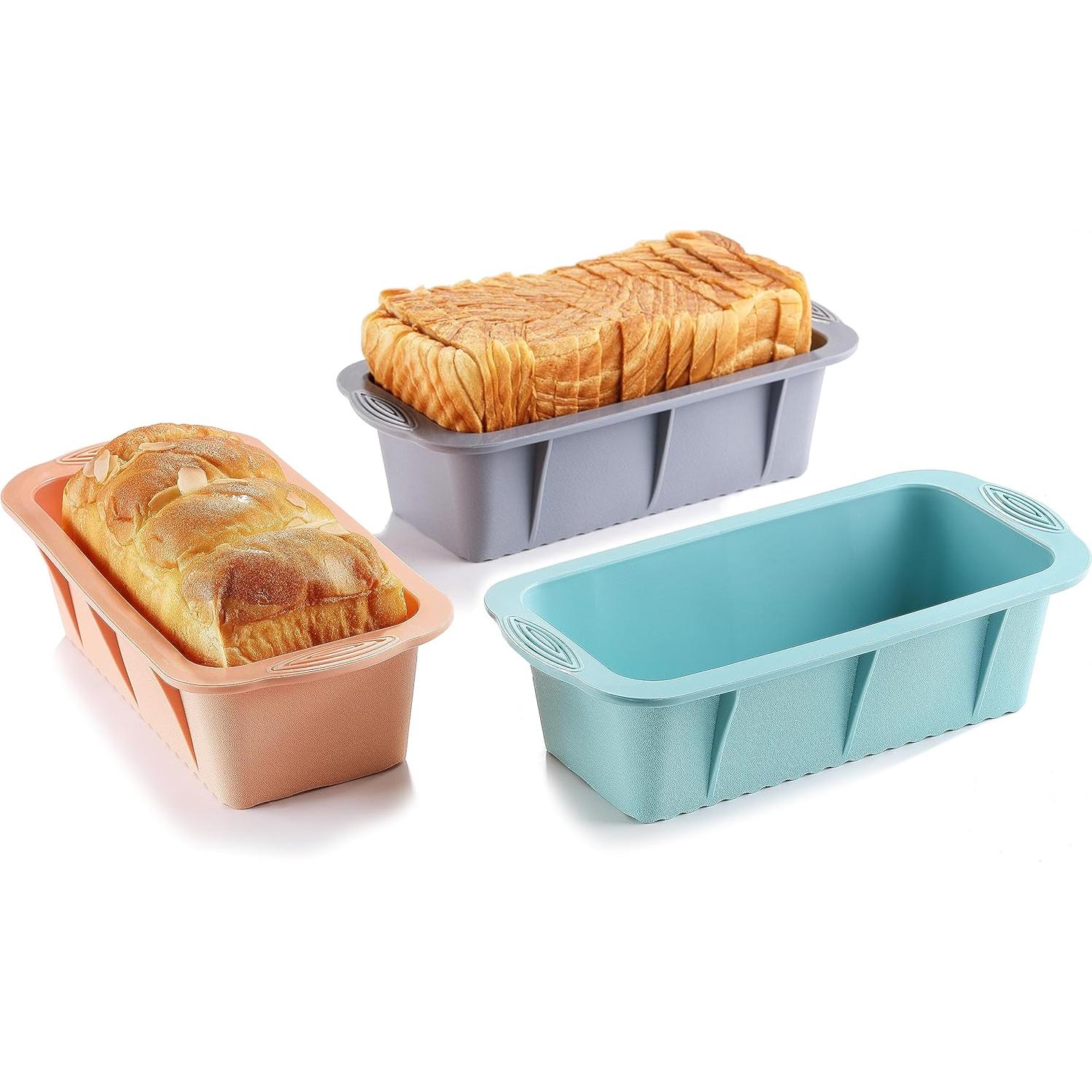 Juego de 3 Moldes de Silicona para Pan MONGSEW - Gris, Rosa, Azul