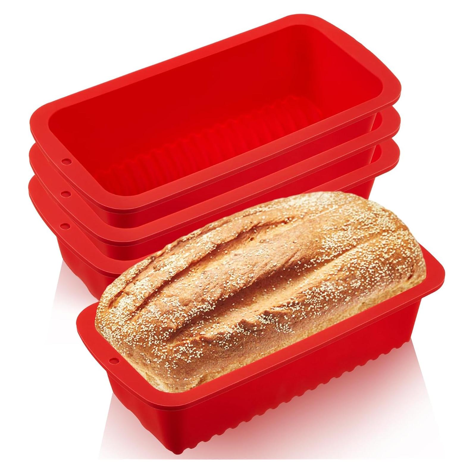 4 Moldes de Pan de Silicona Antiadherente Willinglong 23x12cm