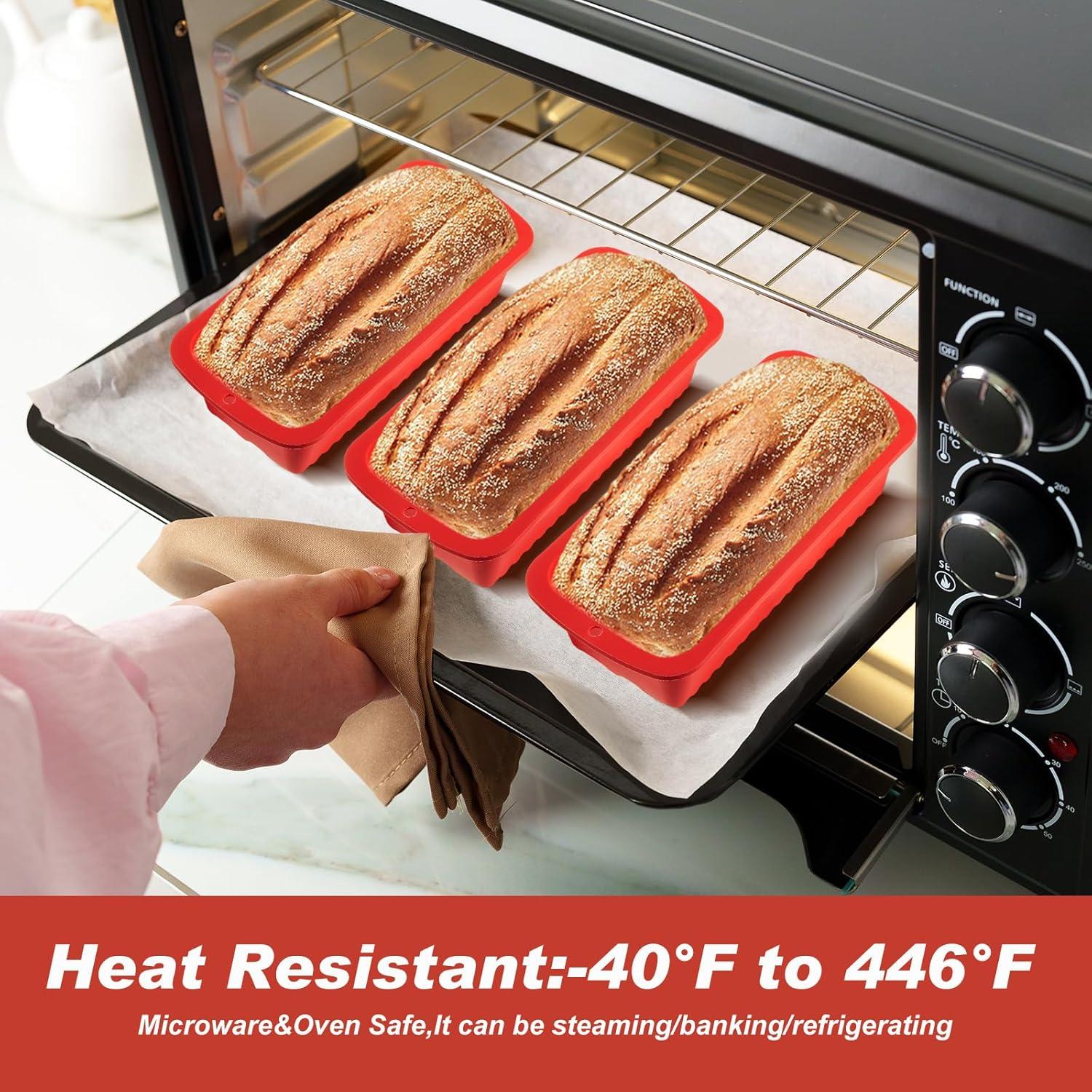 4 Moldes de Pan de Silicona Antiadherente Willinglong 23x12cm