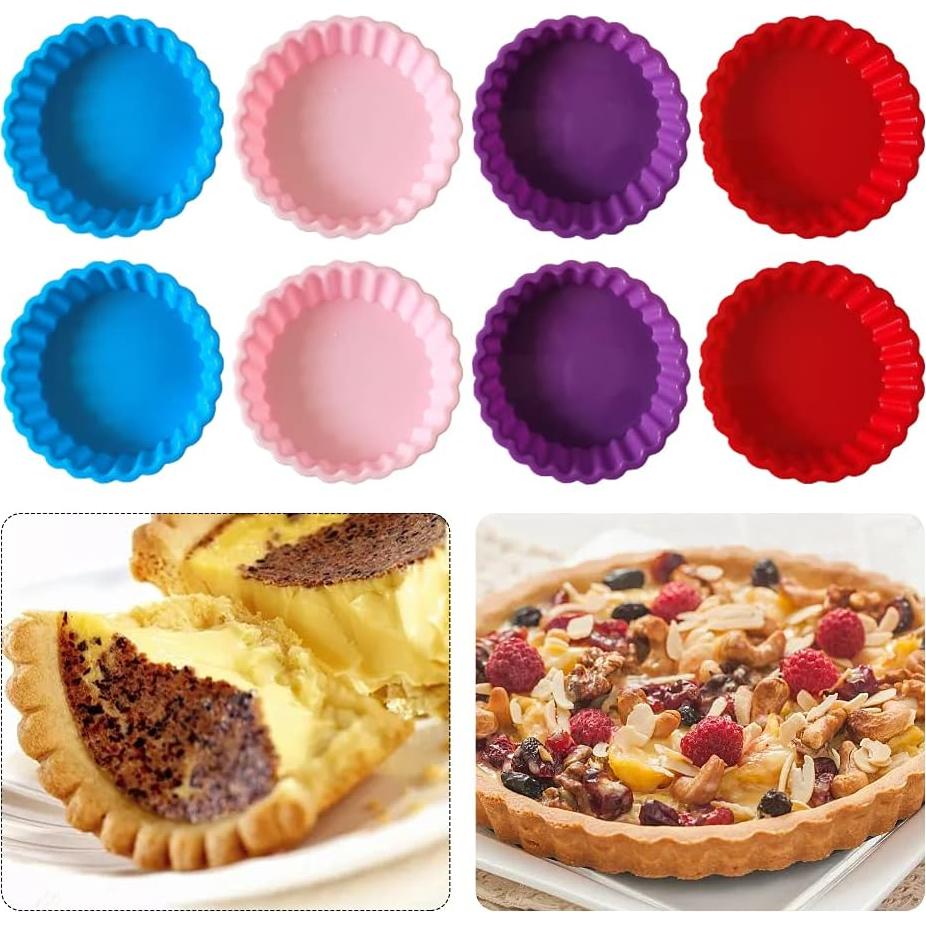 Molde de Silicona Antiadherente PXRJE para Tartas - 8 Piezas 10.8 cm