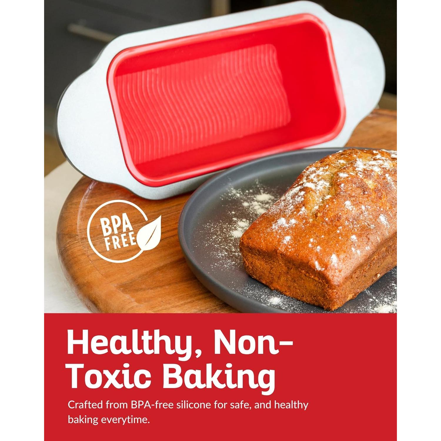 Molde para Pan de Silicona Antiadherente Boxiki 22.86x12.7 cm