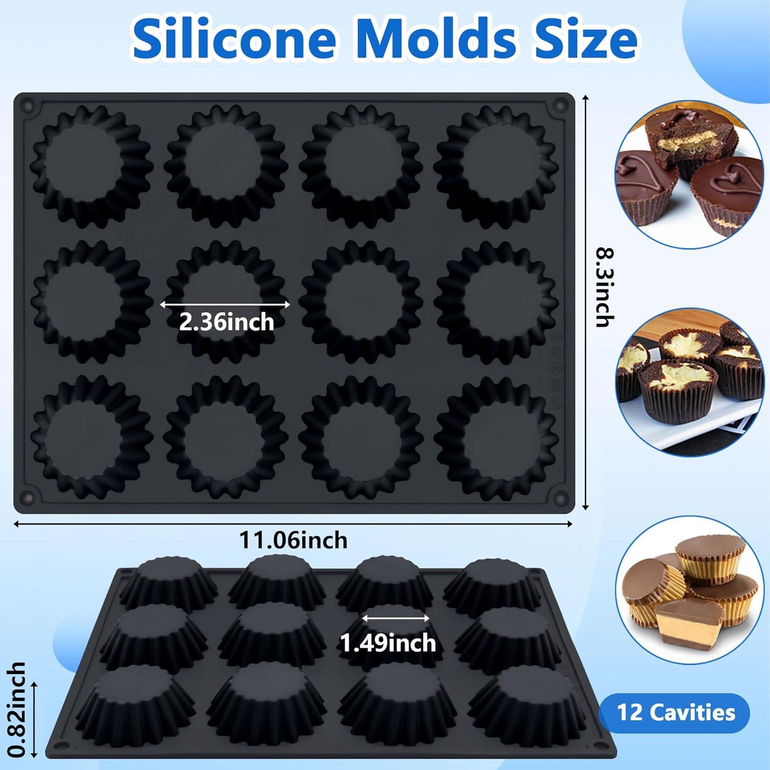 Moldes de Silicona Dropower para 12 Tazas de Mantequilla de Maní