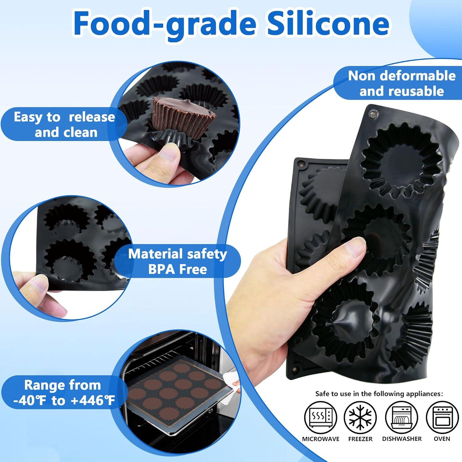 Moldes de Silicona Dropower para 12 Tazas de Mantequilla de Maní