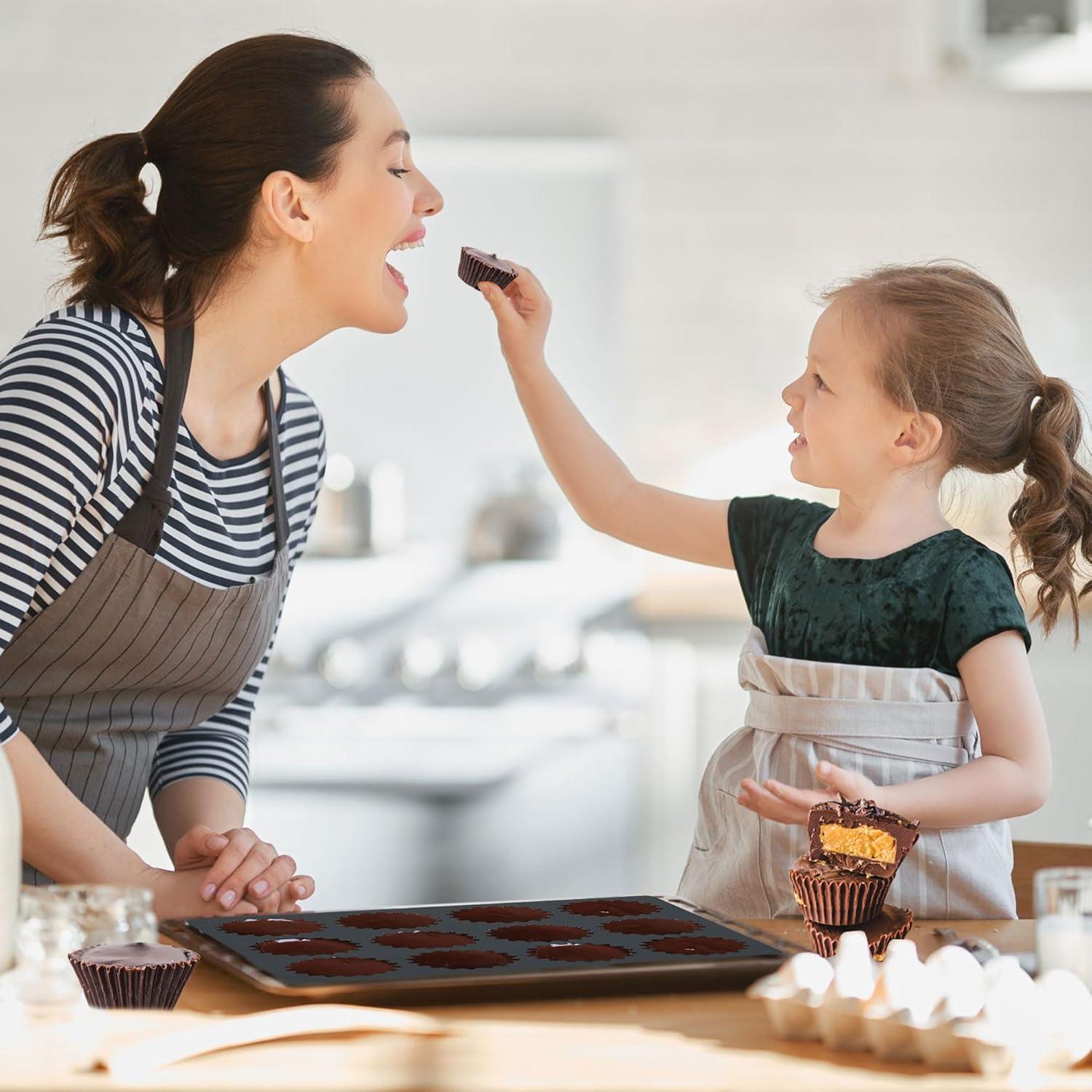 Moldes de Silicona Dropower para 12 Tazas de Mantequilla de Maní