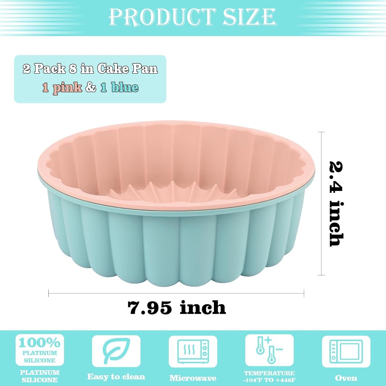 Molde para Pastel Charlotte HUAKENER 2 Pcs Silicona 20.32 cm