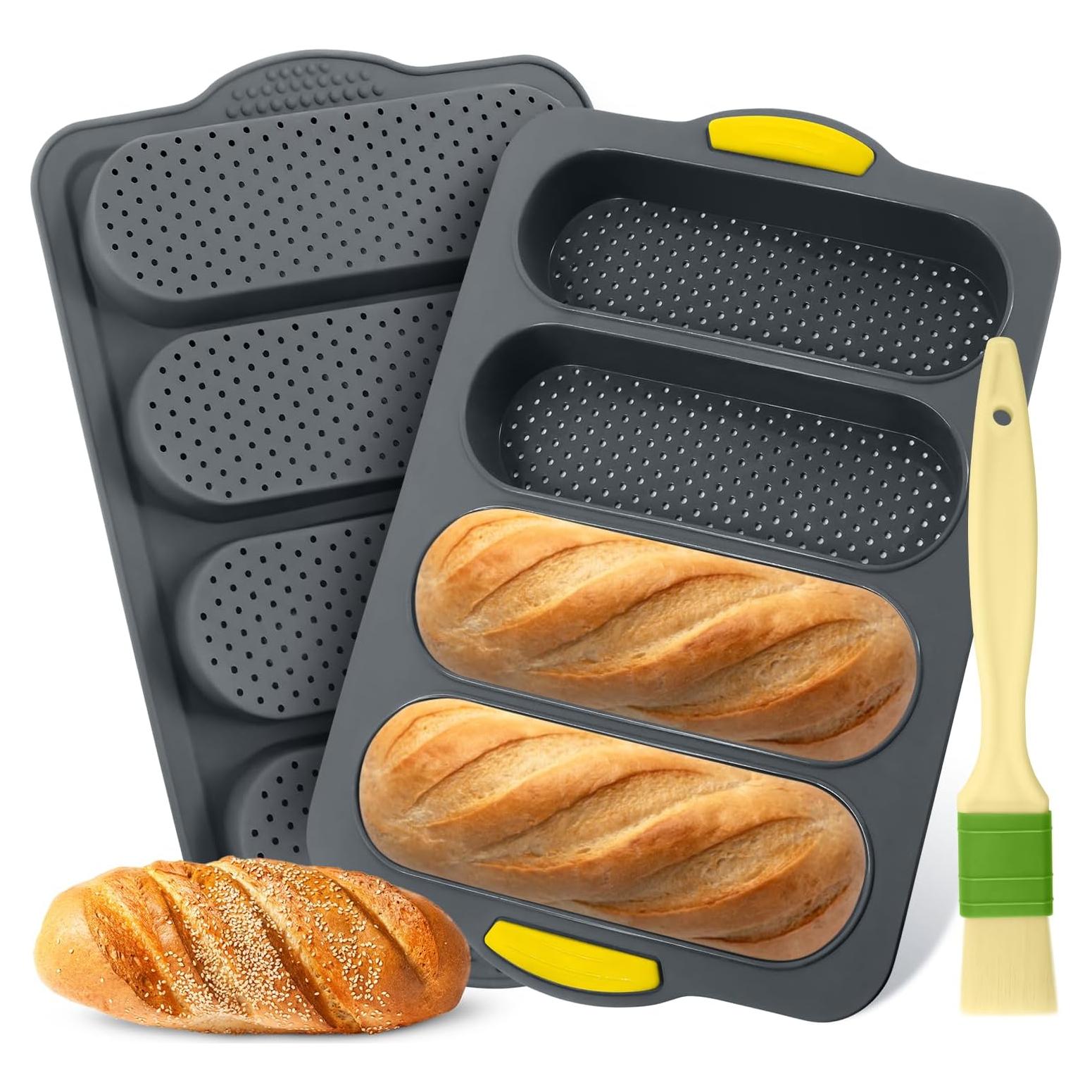 Moldes de Silicona para Baguette Holyenten - 4 Huecos, 20.32 cm