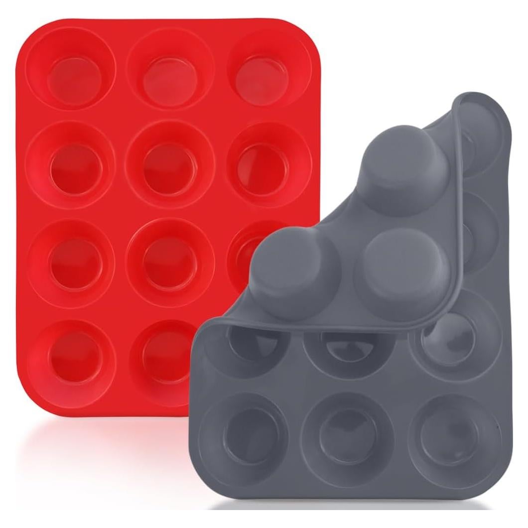 Moldes de Silicona para Muffins WYBG - 2 Piezas 12 Tazas