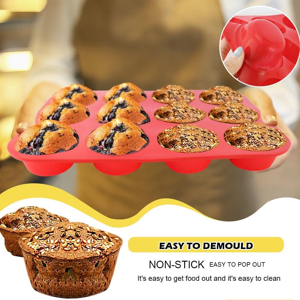 Moldes de Silicona para Muffins WYBG - 2 Piezas 12 Tazas