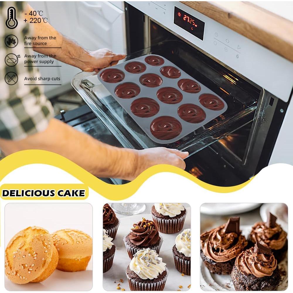 Moldes de Silicona para Muffins WYBG - 2 Piezas 12 Tazas