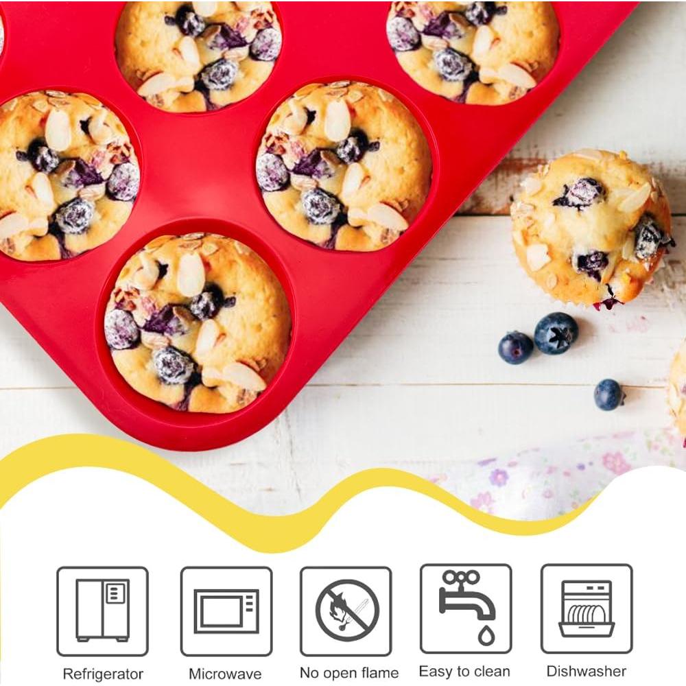 Moldes de Silicona para Muffins WYBG - 2 Piezas 12 Tazas