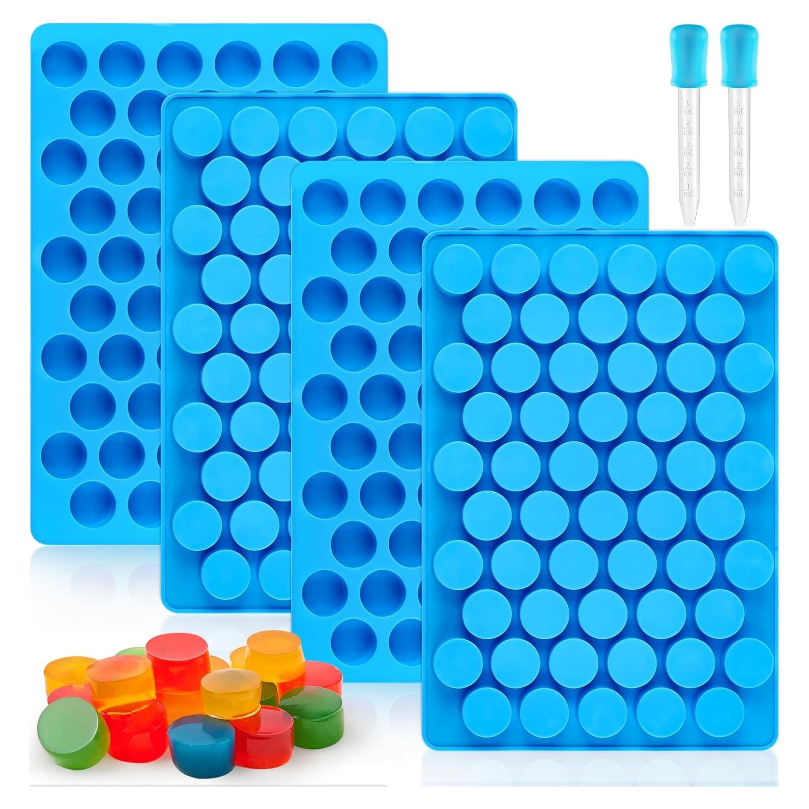 Moldes de Silicona Puyeipt para Caramelos Gummy 4 Pcs 55 Cavidades