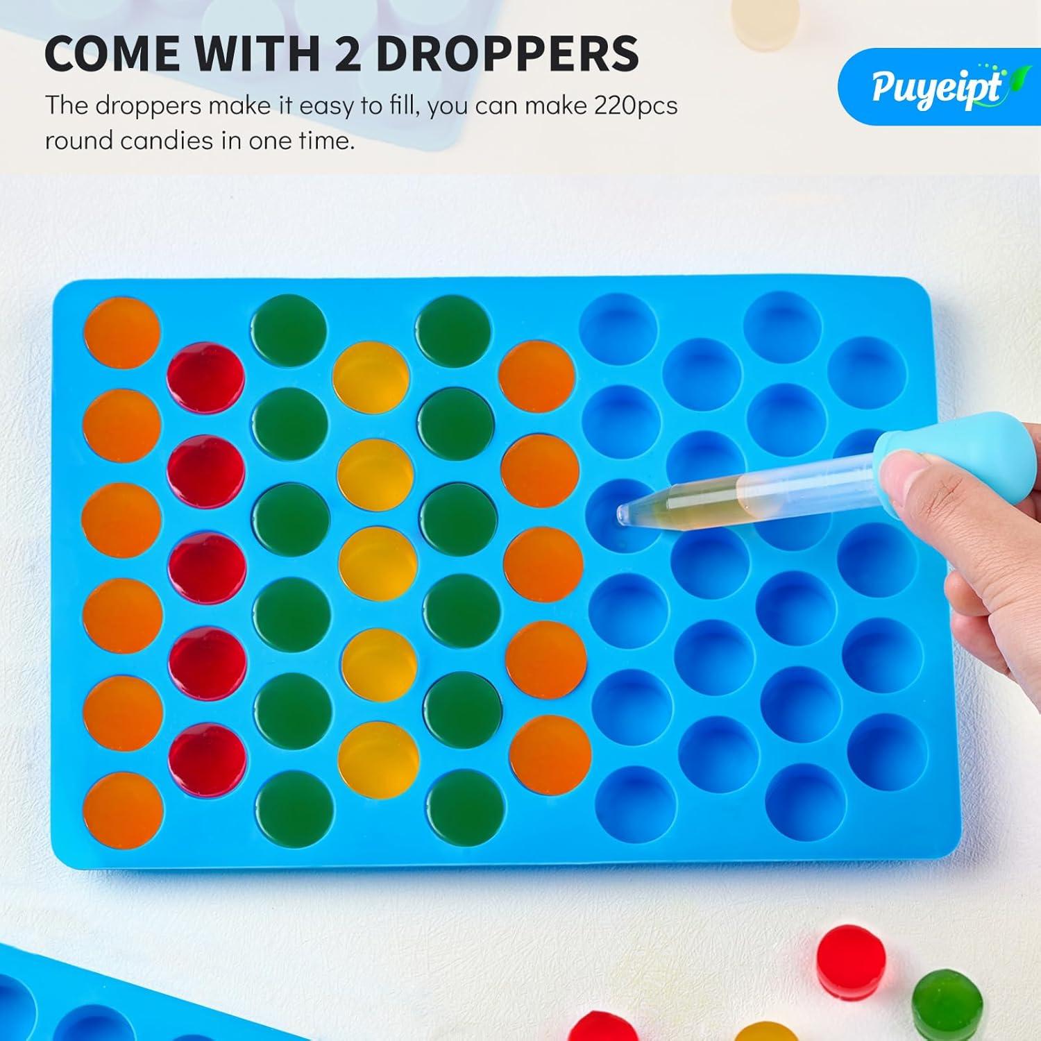 Moldes de Silicona Puyeipt para Caramelos Gummy 4 Pcs 55 Cavidades