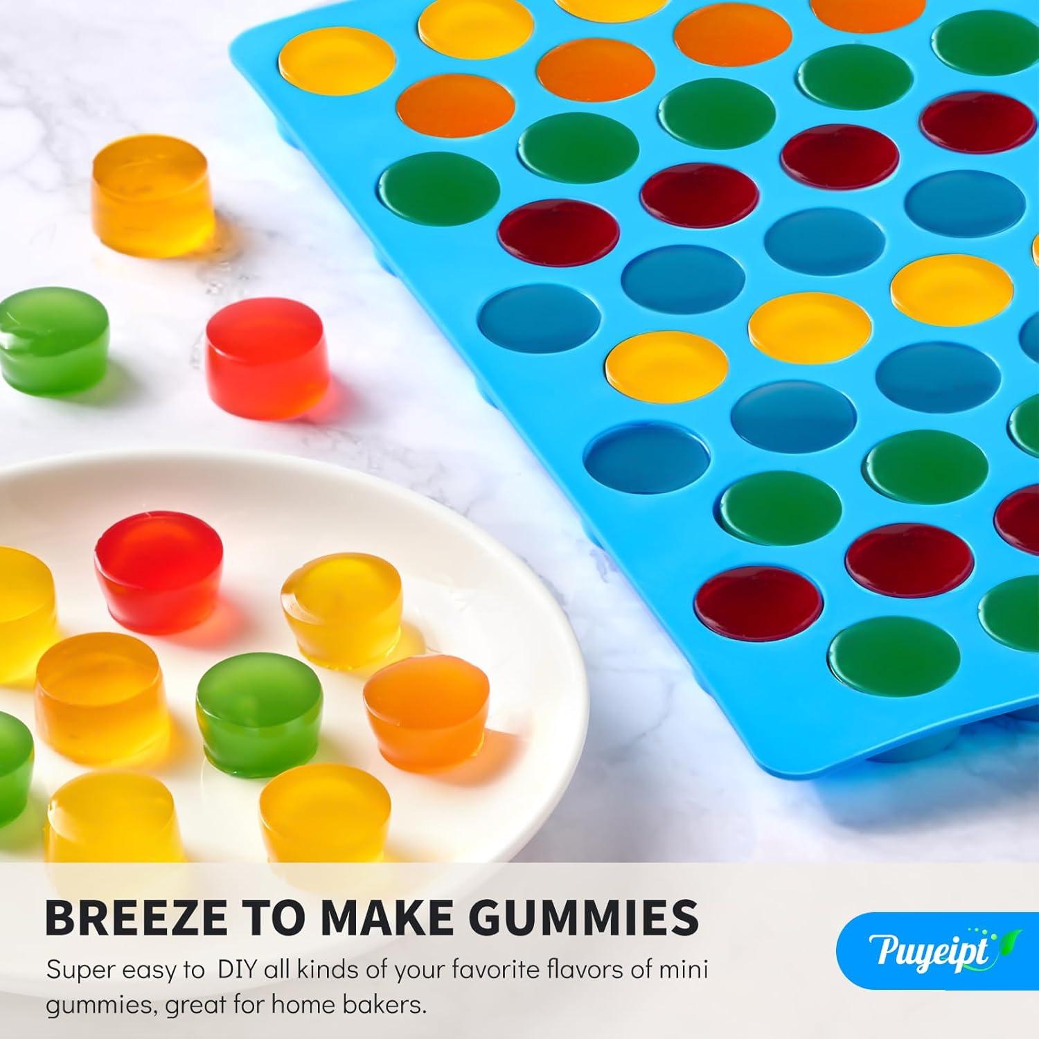Moldes de Silicona Puyeipt para Caramelos Gummy 4 Pcs 55 Cavidades
