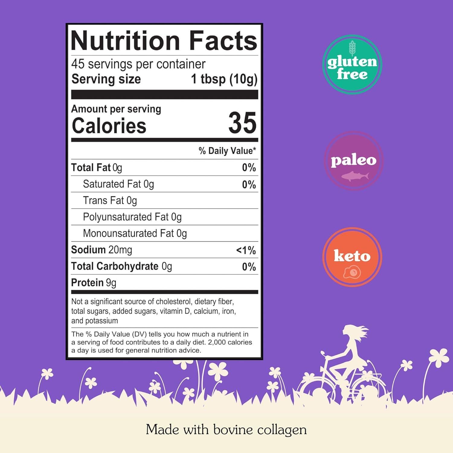 Polvo de gelatina sin sabor NuNaturals 0.45 kg - Colágeno puro