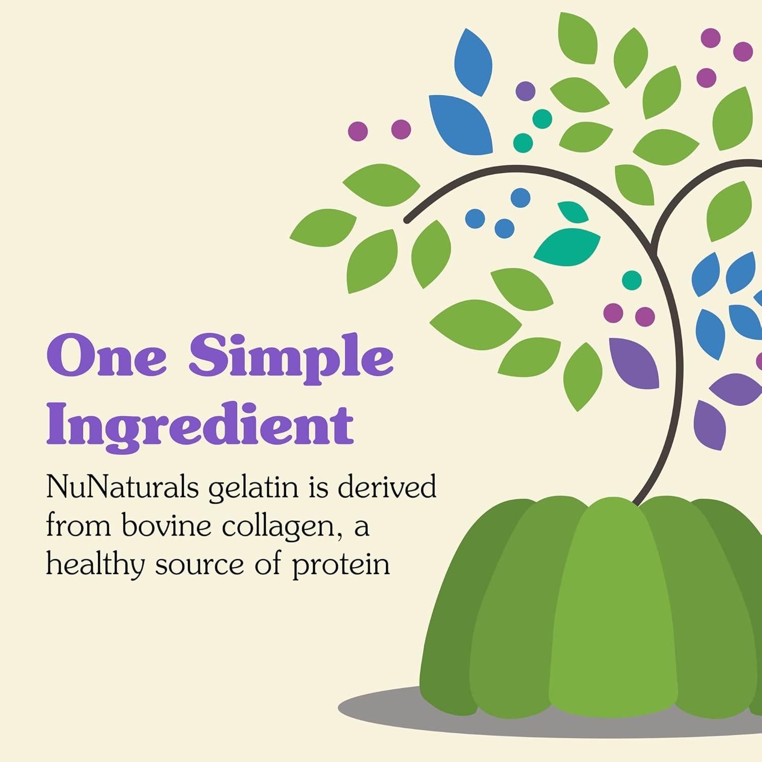 Polvo de gelatina sin sabor NuNaturals 0.45 kg - Colágeno puro