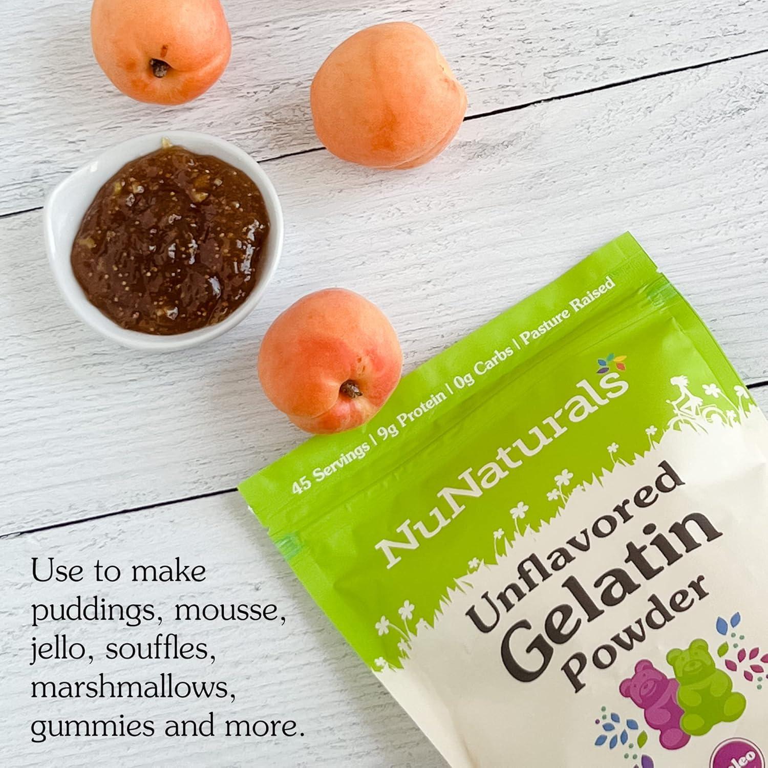 Polvo de gelatina sin sabor NuNaturals 0.45 kg - Colágeno puro