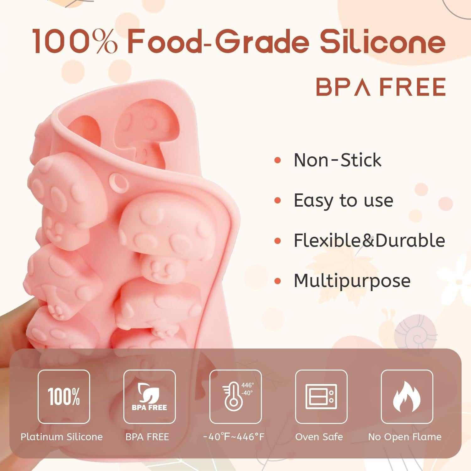 Juego de 2 Moldes de Silicona EQUNROY para Hongo 3D - 32 Cavidades