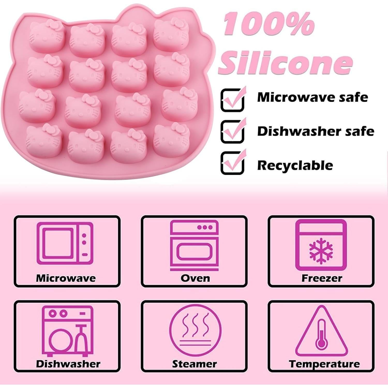 Moldes de Silicona ICNYEKl Gatito 2 Pcs para Caramelos y Chocolates