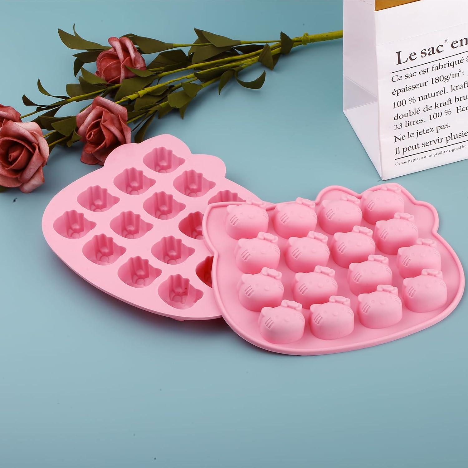 Moldes de Silicona ICNYEKl Gatito 2 Pcs para Caramelos y Chocolates