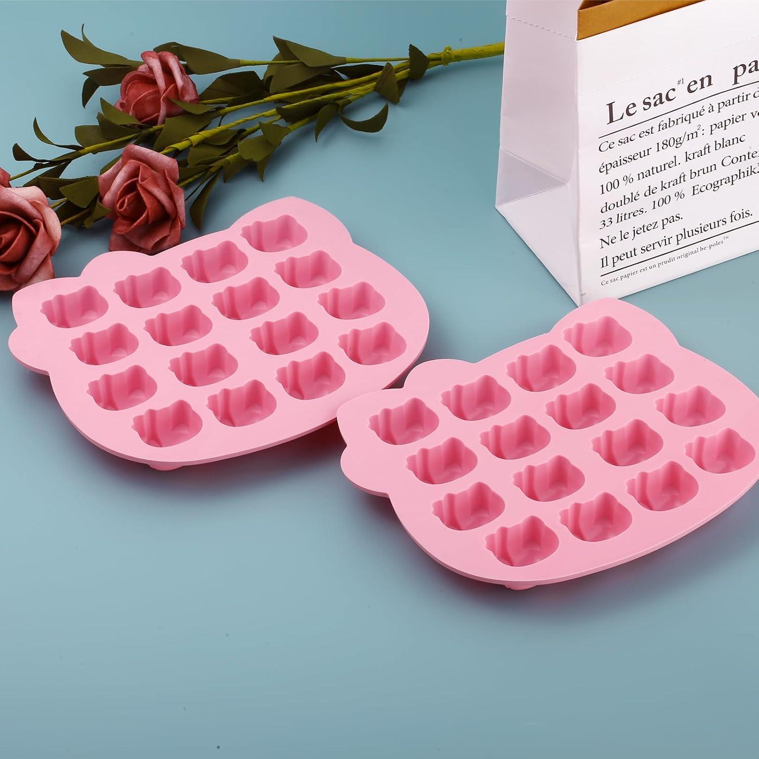 Moldes de Silicona ICNYEKl Gatito 2 Pcs para Caramelos y Chocolates