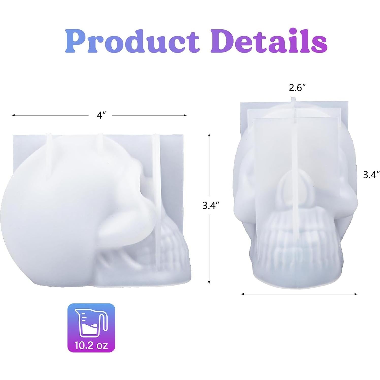 Molde de Silicona Calavera LET'S RESIN 10.2x8.6cm para Velas