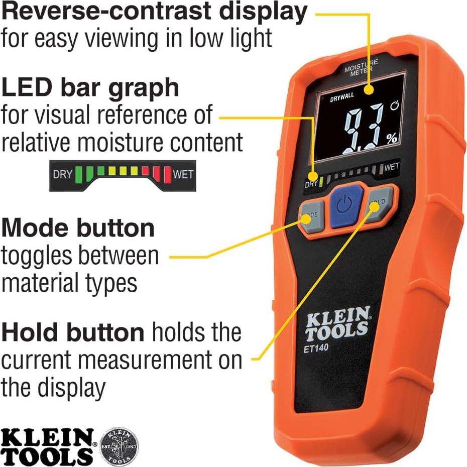 Leica DISTO E7100i Medidor de Distancia Láser 61m Bluetooth + Klein ET140 Medidor de Humedad