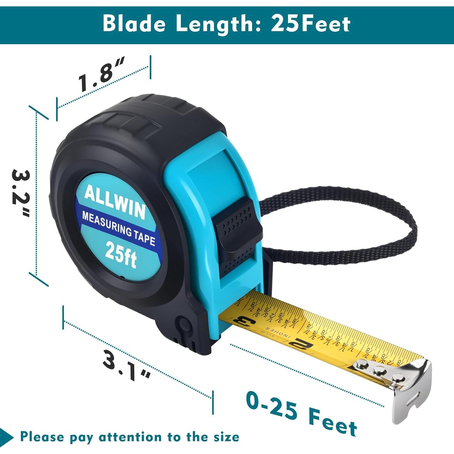 Cinta Métrica Retráctil 7.6 m ALLWIN Acero Fracciones