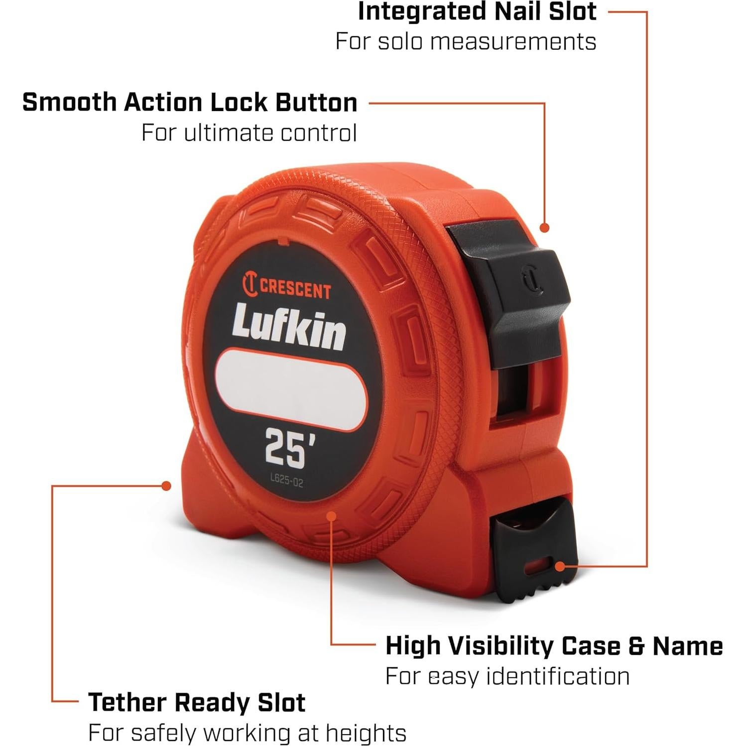 Cinta Métrica Lufkin 7.6 m L625-02 con bloqueo suave